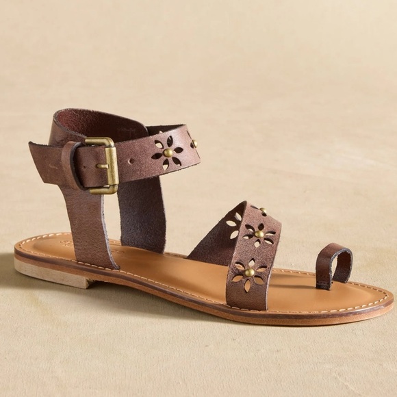 Sundance Walking On Sunshine Brown Leather Sandals, NIB - Picture 6 of 8